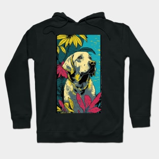 Labrador Retriever Dog Vibrant Tropical Flower Tall Retro Vintage Digital Pop Art Portrait 3 Hoodie